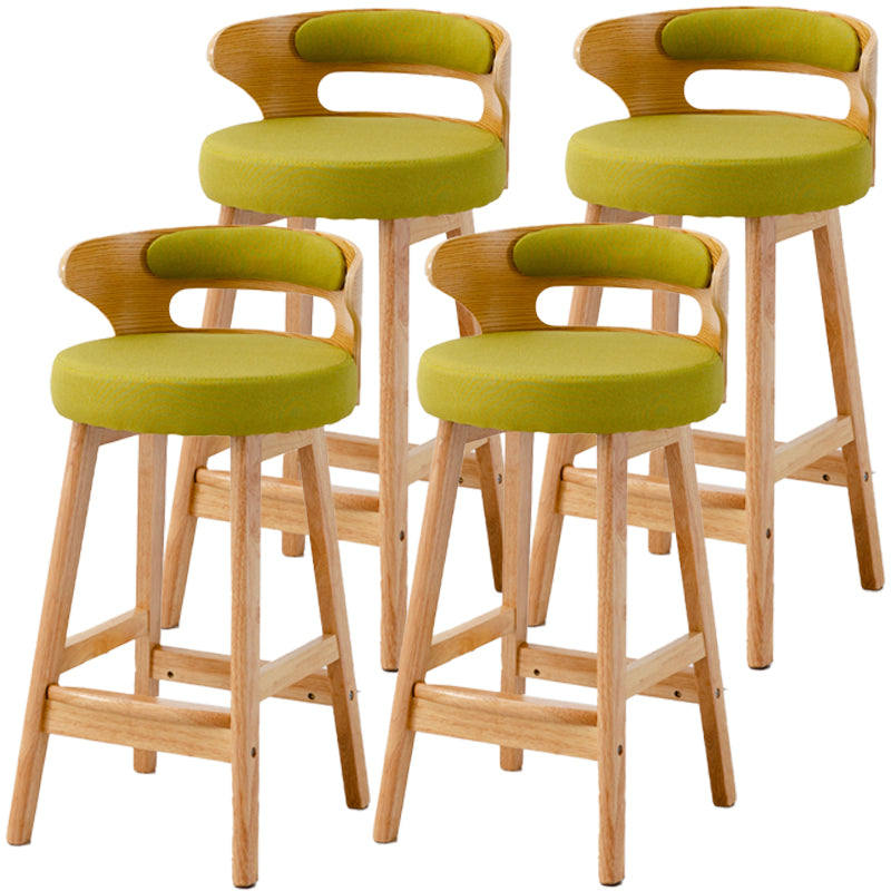 Scandinavian Style Bar-stool with Wooden Legs Round Seat Counter Stool for Kitchen Bar Green 4 Piece Set Counter Stool(26"H) Clearhalo 'Bar Furniture' 'Bar Stools' 'bar_stools' 'furn' 'furn_bar_stools' 'furniture_bar_stools' 'Kitchen & Dining Furniture' 'kitchen&dining_furn' 'kitchen' 'kitchen_furn' Furniture' 4598560