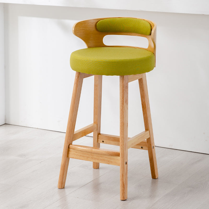 Scandinavian Style Bar-stool with Wooden Legs Round Seat Counter Stool for Kitchen Bar Green 1 Piece Counter Stool(26"H) Clearhalo 'Bar Furniture' 'Bar Stools' 'bar_stools' 'furn' 'furn_bar_stools' 'furniture_bar_stools' 'Kitchen & Dining Furniture' 'kitchen&dining_furn' 'kitchen' 'kitchen_furn' Furniture' 4598561