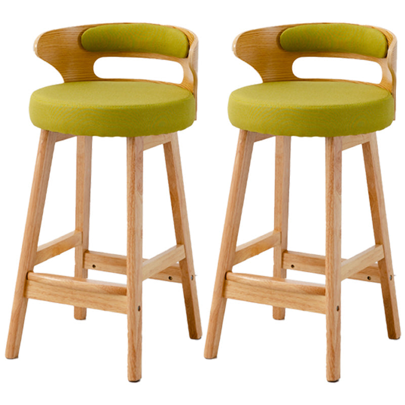 Scandinavian Style Bar-stool with Wooden Legs Round Seat Counter Stool for Kitchen Bar Green 2 Piece Set Counter Stool(26"H) Clearhalo 'Bar Furniture' 'Bar Stools' 'bar_stools' 'furn' 'furn_bar_stools' 'furniture_bar_stools' 'Kitchen & Dining Furniture' 'kitchen&dining_furn' 'kitchen' 'kitchen_furn' Furniture' 4598564