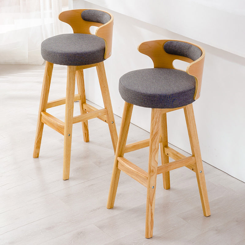 Scandinavian Style Bar-stool with Wooden Legs Round Seat Counter Stool for Kitchen Bar Clearhalo 'Bar Furniture' 'Bar Stools' 'bar_stools' 'furn' 'furn_bar_stools' 'furniture_bar_stools' 'Kitchen & Dining Furniture' 'kitchen&dining_furn' 'kitchen' 'kitchen_furn' Furniture' 4598565