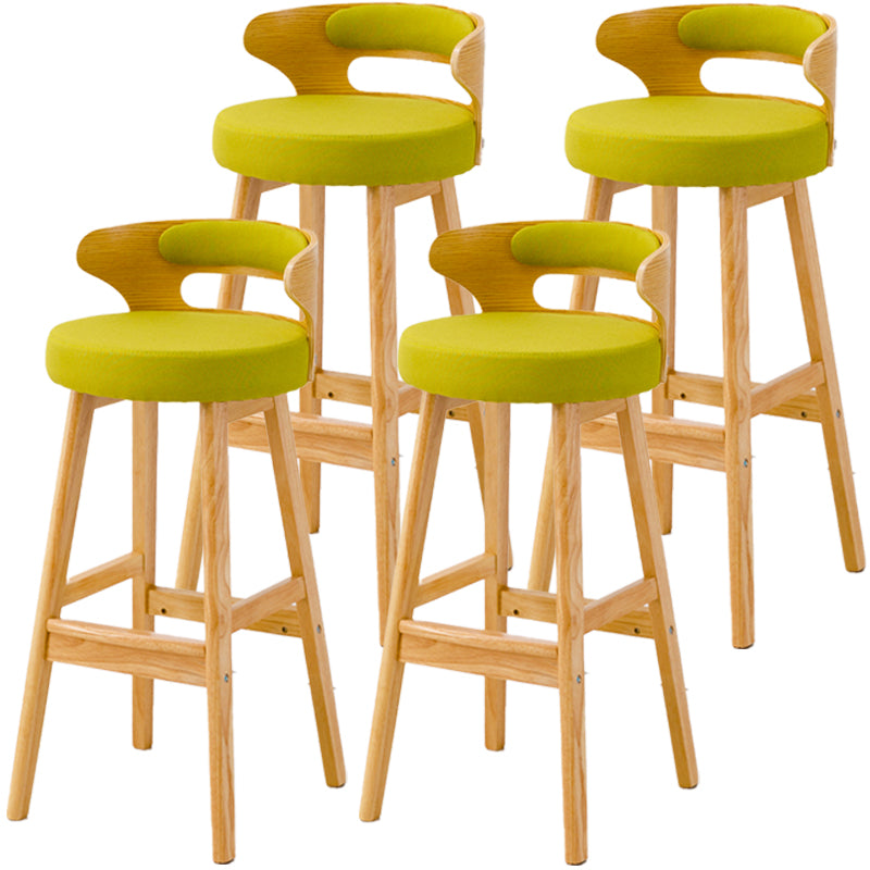 Scandinavian Style Bar-stool with Wooden Legs Round Seat Counter Stool for Kitchen Bar Green 4 Piece Set Bar Stool(30"H) Clearhalo 'Bar Furniture' 'Bar Stools' 'bar_stools' 'furn' 'furn_bar_stools' 'furniture_bar_stools' 'Kitchen & Dining Furniture' 'kitchen&dining_furn' 'kitchen' 'kitchen_furn' Furniture' 4598566
