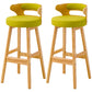 Scandinavian Style Bar-stool with Wooden Legs Round Seat Counter Stool for Kitchen Bar Green 2 Piece Set Bar Stool(30"H) Clearhalo 'Bar Furniture' 'Bar Stools' 'bar_stools' 'furn' 'furn_bar_stools' 'furniture_bar_stools' 'Kitchen & Dining Furniture' 'kitchen&dining_furn' 'kitchen' 'kitchen_furn' Furniture' 4598570