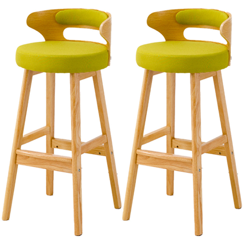 Scandinavian Style Bar-stool with Wooden Legs Round Seat Counter Stool for Kitchen Bar Green 2 Piece Set Bar Stool(30"H) Clearhalo 'Bar Furniture' 'Bar Stools' 'bar_stools' 'furn' 'furn_bar_stools' 'furniture_bar_stools' 'Kitchen & Dining Furniture' 'kitchen&dining_furn' 'kitchen' 'kitchen_furn' Furniture' 4598570