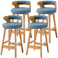 Scandinavian Style Bar-stool with Wooden Legs Round Seat Counter Stool for Kitchen Bar Blue 4 Piece Set Counter Stool(26"H) Clearhalo 'Bar Furniture' 'Bar Stools' 'bar_stools' 'furn' 'furn_bar_stools' 'furniture_bar_stools' 'Kitchen & Dining Furniture' 'kitchen&dining_furn' 'kitchen' 'kitchen_furn' Furniture' 4598572