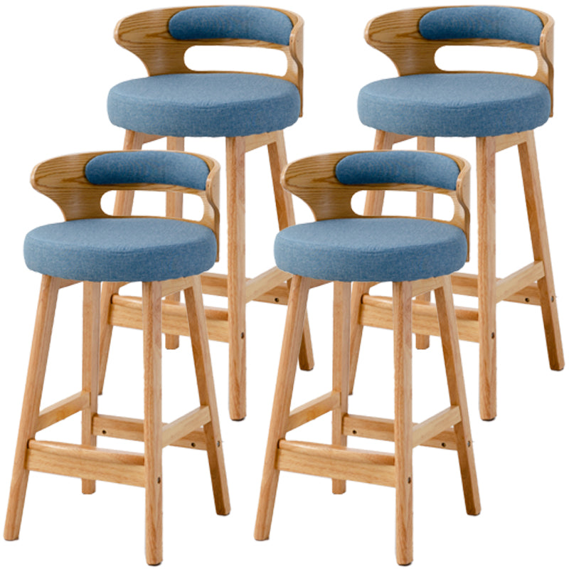 Scandinavian Style Bar-stool with Wooden Legs Round Seat Counter Stool for Kitchen Bar Blue 4 Piece Set Counter Stool(26"H) Clearhalo 'Bar Furniture' 'Bar Stools' 'bar_stools' 'furn' 'furn_bar_stools' 'furniture_bar_stools' 'Kitchen & Dining Furniture' 'kitchen&dining_furn' 'kitchen' 'kitchen_furn' Furniture' 4598572