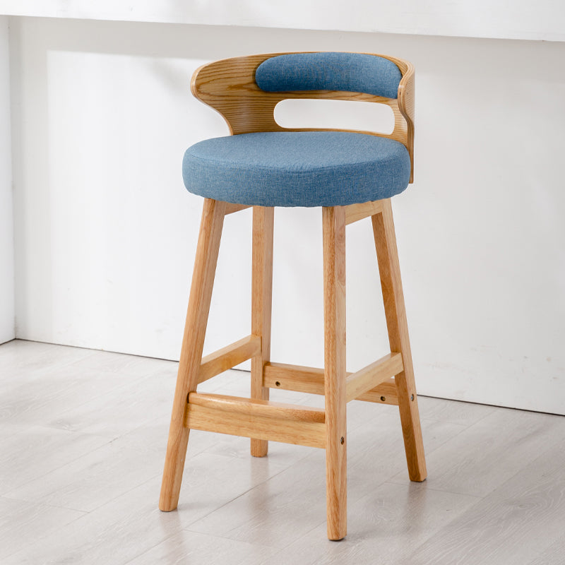 Scandinavian Style Bar-stool with Wooden Legs Round Seat Counter Stool for Kitchen Bar Blue 1 Piece Counter Stool(26"H) Clearhalo 'Bar Furniture' 'Bar Stools' 'bar_stools' 'furn' 'furn_bar_stools' 'furniture_bar_stools' 'Kitchen & Dining Furniture' 'kitchen&dining_furn' 'kitchen' 'kitchen_furn' Furniture' 4598574