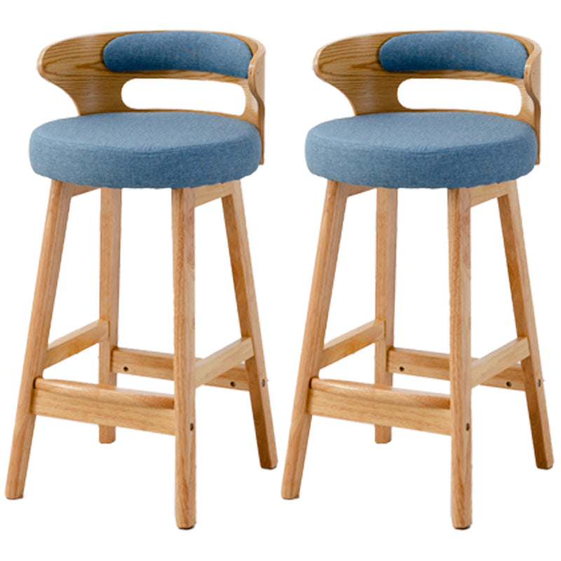 Scandinavian Style Bar-stool with Wooden Legs Round Seat Counter Stool for Kitchen Bar Blue 2 Piece Set Counter Stool(26"H) Clearhalo 'Bar Furniture' 'Bar Stools' 'bar_stools' 'furn' 'furn_bar_stools' 'furniture_bar_stools' 'Kitchen & Dining Furniture' 'kitchen&dining_furn' 'kitchen' 'kitchen_furn' Furniture' 4598576