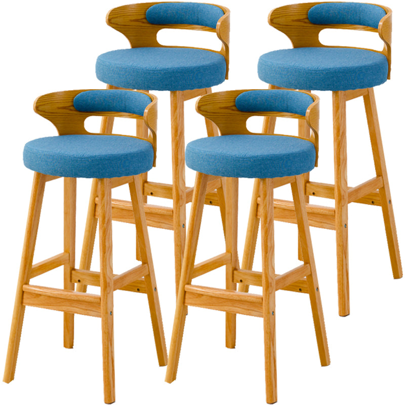 Scandinavian Style Bar-stool with Wooden Legs Round Seat Counter Stool for Kitchen Bar Blue 4 Piece Set Bar Stool(30"H) Clearhalo 'Bar Furniture' 'Bar Stools' 'bar_stools' 'furn' 'furn_bar_stools' 'furniture_bar_stools' 'Kitchen & Dining Furniture' 'kitchen&dining_furn' 'kitchen' 'kitchen_furn' Furniture' 4598577