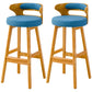 Scandinavian Style Bar-stool with Wooden Legs Round Seat Counter Stool for Kitchen Bar Blue 2 Piece Set Bar Stool(30"H) Clearhalo 'Bar Furniture' 'Bar Stools' 'bar_stools' 'furn' 'furn_bar_stools' 'furniture_bar_stools' 'Kitchen & Dining Furniture' 'kitchen&dining_furn' 'kitchen' 'kitchen_furn' Furniture' 4598579