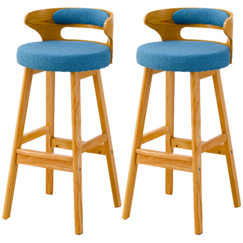 Scandinavian Style Bar-stool with Wooden Legs Round Seat Counter Stool for Kitchen Bar Blue 2 Piece Set Bar Stool(30"H) Clearhalo 'Bar Furniture' 'Bar Stools' 'bar_stools' 'furn' 'furn_bar_stools' 'furniture_bar_stools' 'Kitchen & Dining Furniture' 'kitchen&dining_furn' 'kitchen' 'kitchen_furn' Furniture' 4598579