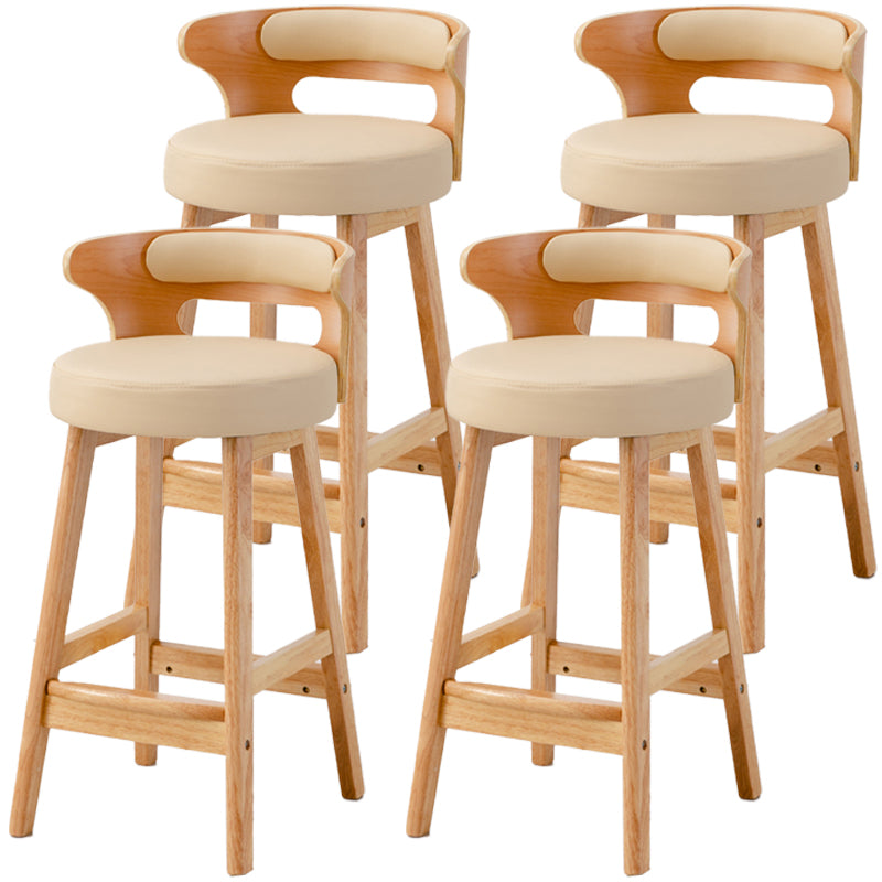 Scandinavian Style Bar-stool with Wooden Legs Round Seat Counter Stool for Kitchen Bar Off-White 4 Piece Set Counter Stool(26"H) Clearhalo 'Bar Furniture' 'Bar Stools' 'bar_stools' 'furn' 'furn_bar_stools' 'furniture_bar_stools' 'Kitchen & Dining Furniture' 'kitchen&dining_furn' 'kitchen' 'kitchen_furn' Furniture' 4598580