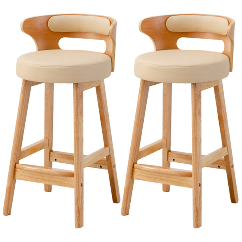 Scandinavian Style Bar-stool with Wooden Legs Round Seat Counter Stool for Kitchen Bar Off-White 2 Piece Set Counter Stool(26"H) Clearhalo 'Bar Furniture' 'Bar Stools' 'bar_stools' 'furn' 'furn_bar_stools' 'furniture_bar_stools' 'Kitchen & Dining Furniture' 'kitchen&dining_furn' 'kitchen' 'kitchen_furn' Furniture' 4598582