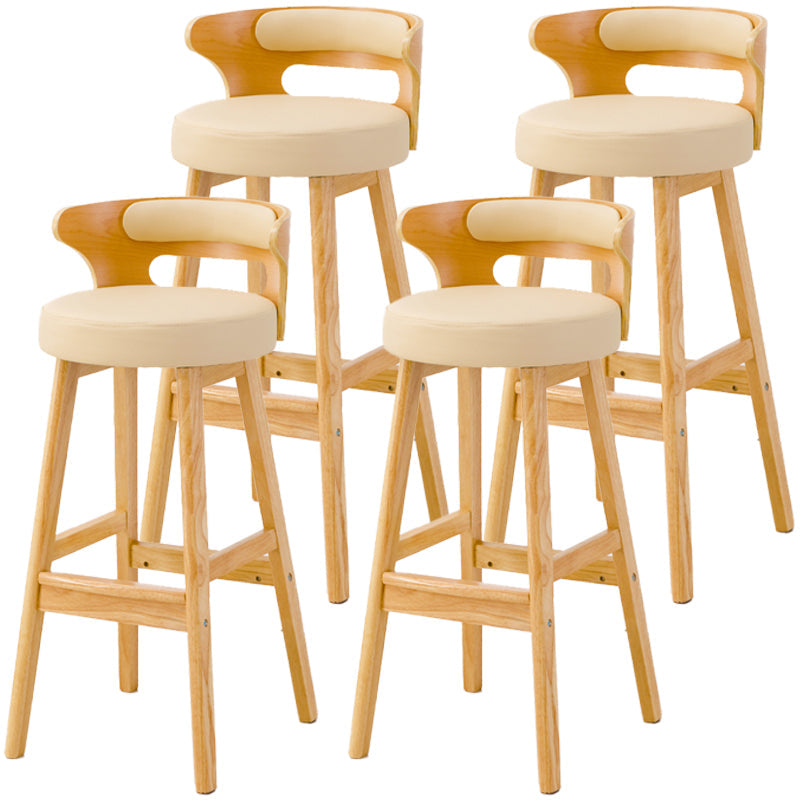 Scandinavian Style Bar-stool with Wooden Legs Round Seat Counter Stool for Kitchen Bar Off-White 4 Piece Set Bar Stool(30"H) Clearhalo 'Bar Furniture' 'Bar Stools' 'bar_stools' 'furn' 'furn_bar_stools' 'furniture_bar_stools' 'Kitchen & Dining Furniture' 'kitchen&dining_furn' 'kitchen' 'kitchen_furn' Furniture' 4598583