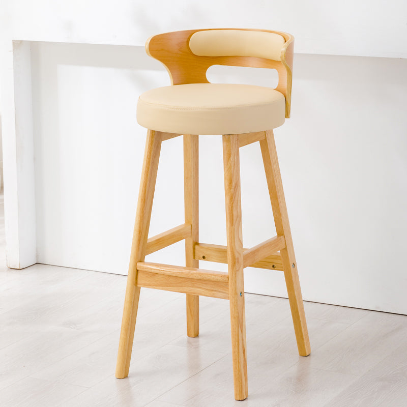 Scandinavian Style Bar-stool with Wooden Legs Round Seat Counter Stool for Kitchen Bar Off-White 1 Piece Bar Stool(30"H) Clearhalo 'Bar Furniture' 'Bar Stools' 'bar_stools' 'furn' 'furn_bar_stools' 'furniture_bar_stools' 'Kitchen & Dining Furniture' 'kitchen&dining_furn' 'kitchen' 'kitchen_furn' Furniture' 4598584