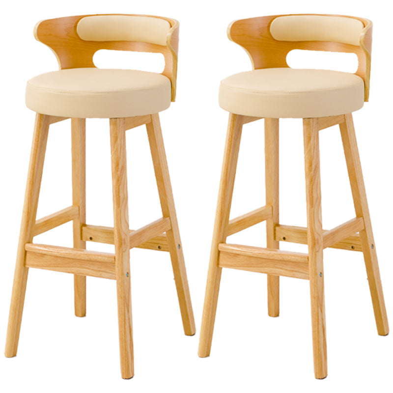 Scandinavian Style Bar-stool with Wooden Legs Round Seat Counter Stool for Kitchen Bar Off-White 2 Piece Set Bar Stool(30"H) Clearhalo 'Bar Furniture' 'Bar Stools' 'bar_stools' 'furn' 'furn_bar_stools' 'furniture_bar_stools' 'Kitchen & Dining Furniture' 'kitchen&dining_furn' 'kitchen' 'kitchen_furn' Furniture' 4598585