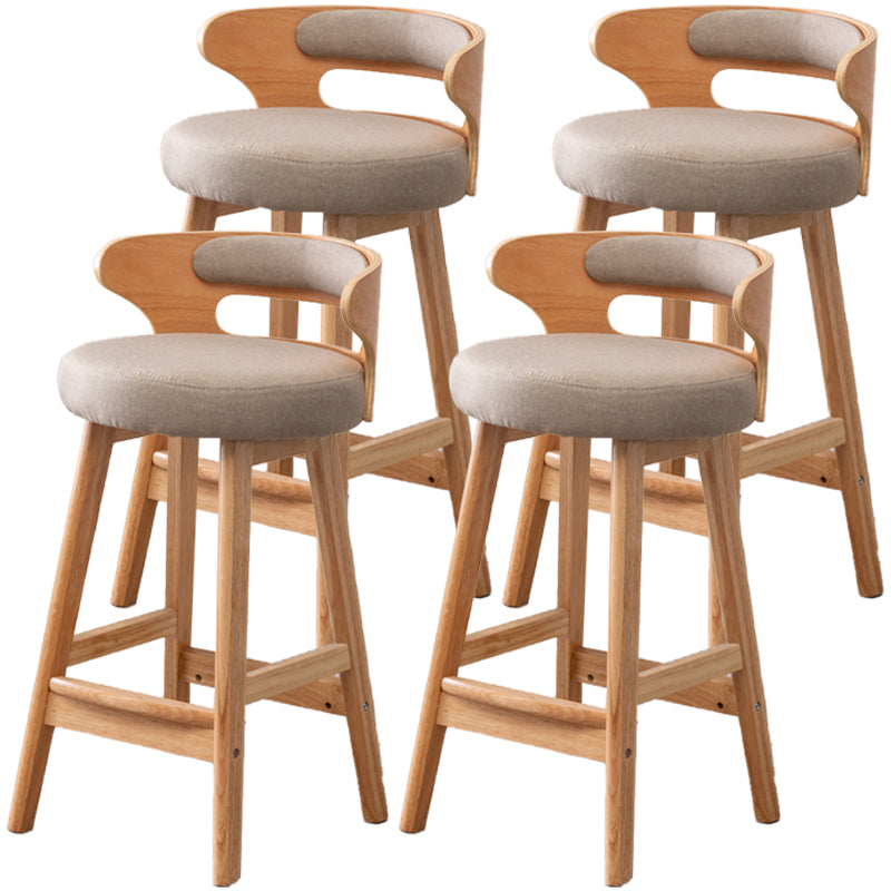 Scandinavian Style Bar-stool with Wooden Legs Round Seat Counter Stool for Kitchen Bar Khaki 4 Piece Set Counter Stool(26"H) Clearhalo 'Bar Furniture' 'Bar Stools' 'bar_stools' 'furn' 'furn_bar_stools' 'furniture_bar_stools' 'Kitchen & Dining Furniture' 'kitchen&dining_furn' 'kitchen' 'kitchen_furn' Furniture' 4598586