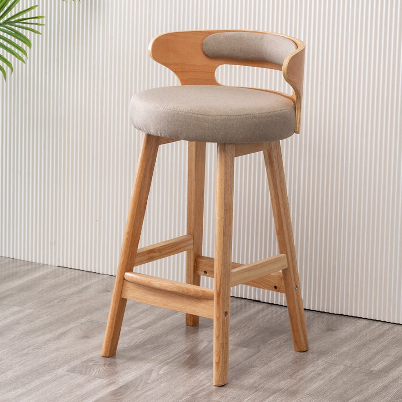 Scandinavian Style Bar-stool with Wooden Legs Round Seat Counter Stool for Kitchen Bar Khaki 1 Piece Counter Stool(26"H) Clearhalo 'Bar Furniture' 'Bar Stools' 'bar_stools' 'furn' 'furn_bar_stools' 'furniture_bar_stools' 'Kitchen & Dining Furniture' 'kitchen&dining_furn' 'kitchen' 'kitchen_furn' Furniture' 4598587