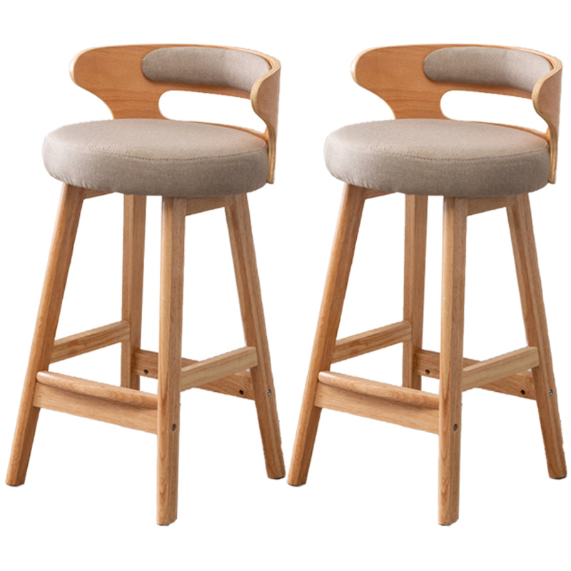 Scandinavian Style Bar-stool with Wooden Legs Round Seat Counter Stool for Kitchen Bar Khaki 2 Piece Set Counter Stool(26"H) Clearhalo 'Bar Furniture' 'Bar Stools' 'bar_stools' 'furn' 'furn_bar_stools' 'furniture_bar_stools' 'Kitchen & Dining Furniture' 'kitchen&dining_furn' 'kitchen' 'kitchen_furn' Furniture' 4598588