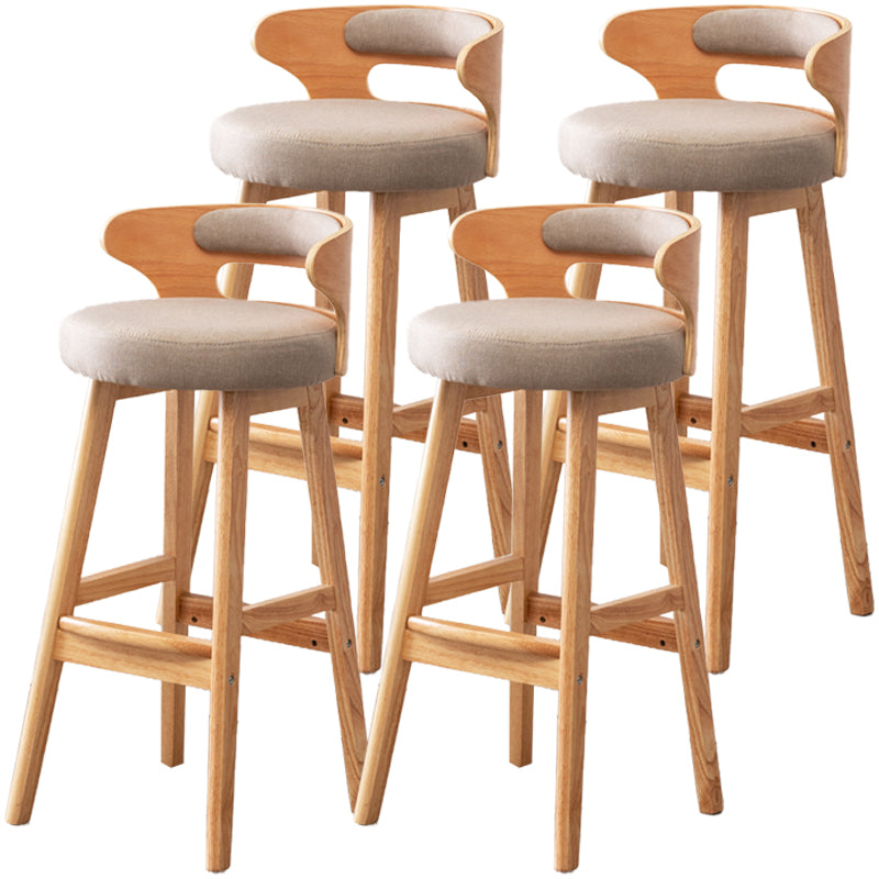 Scandinavian Style Bar-stool with Wooden Legs Round Seat Counter Stool for Kitchen Bar Khaki 4 Piece Set Bar Stool(30"H) Clearhalo 'Bar Furniture' 'Bar Stools' 'bar_stools' 'furn' 'furn_bar_stools' 'furniture_bar_stools' 'Kitchen & Dining Furniture' 'kitchen&dining_furn' 'kitchen' 'kitchen_furn' Furniture' 4598589