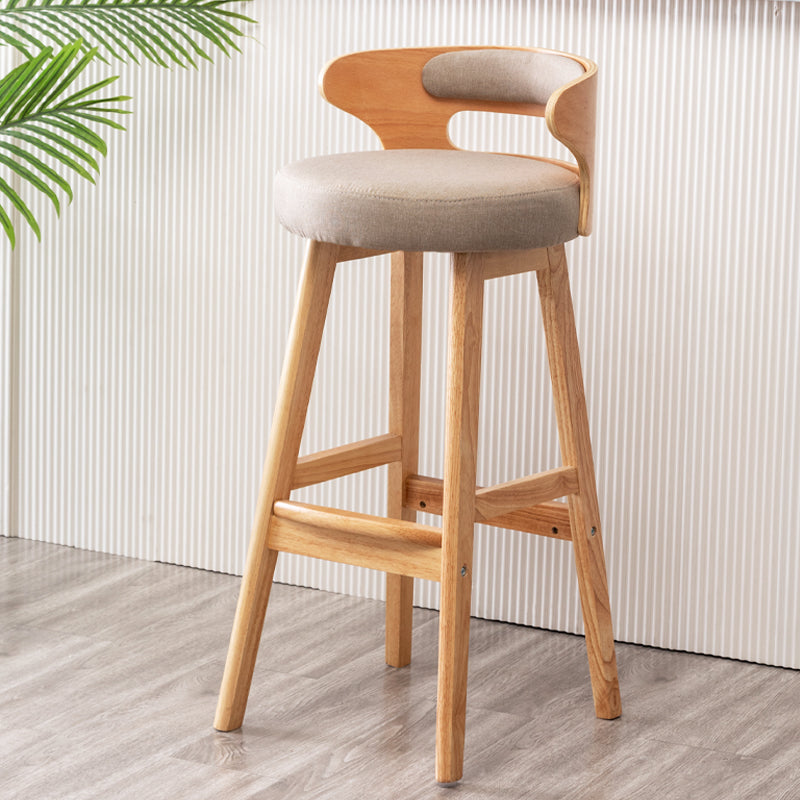 Scandinavian Style Bar-stool with Wooden Legs Round Seat Counter Stool for Kitchen Bar Khaki 1 Piece Bar Stool(30"H) Clearhalo 'Bar Furniture' 'Bar Stools' 'bar_stools' 'furn' 'furn_bar_stools' 'furniture_bar_stools' 'Kitchen & Dining Furniture' 'kitchen&dining_furn' 'kitchen' 'kitchen_furn' Furniture' 4598590