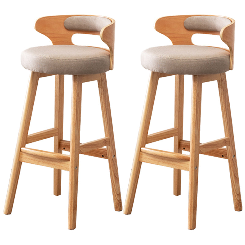 Scandinavian Style Bar-stool with Wooden Legs Round Seat Counter Stool for Kitchen Bar Khaki 2 Piece Set Bar Stool(30"H) Clearhalo 'Bar Furniture' 'Bar Stools' 'bar_stools' 'furn' 'furn_bar_stools' 'furniture_bar_stools' 'Kitchen & Dining Furniture' 'kitchen&dining_furn' 'kitchen' 'kitchen_furn' Furniture' 4598591