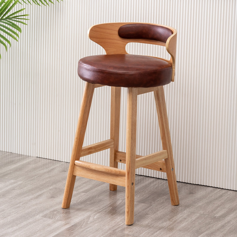 Scandinavian Style Bar-stool with Wooden Legs Round Seat Counter Stool for Kitchen Bar Brown 1 Piece Counter Stool(26"H) Clearhalo 'Bar Furniture' 'Bar Stools' 'bar_stools' 'furn' 'furn_bar_stools' 'furniture_bar_stools' 'Kitchen & Dining Furniture' 'kitchen&dining_furn' 'kitchen' 'kitchen_furn' Furniture' 4598593
