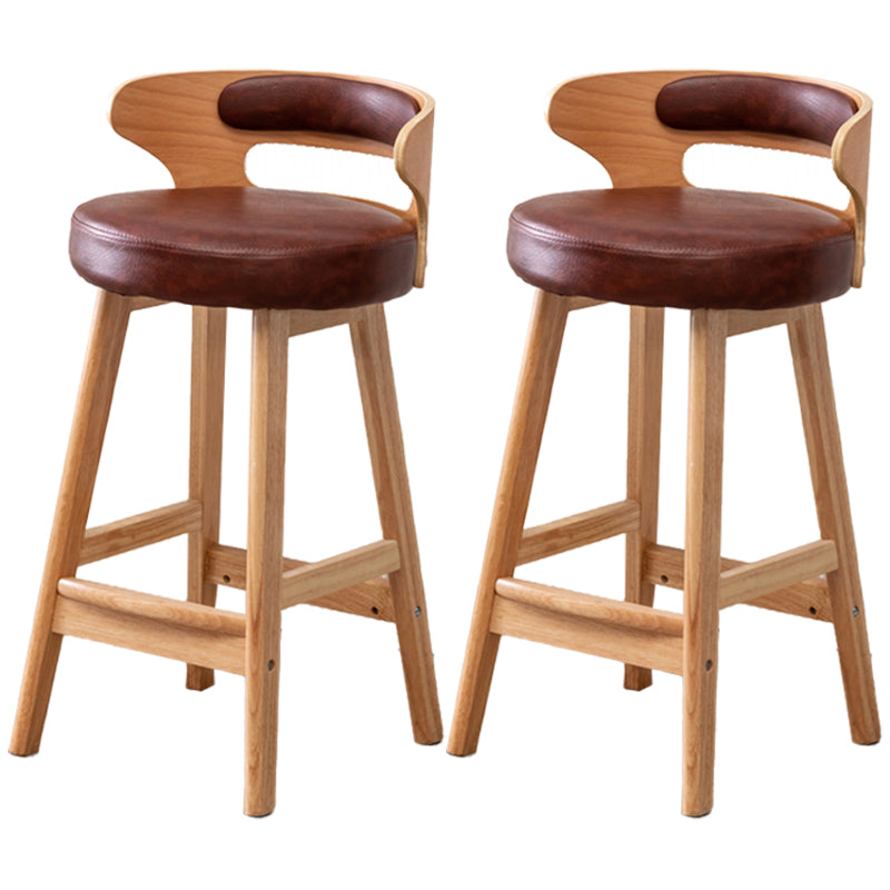 Scandinavian Style Bar-stool with Wooden Legs Round Seat Counter Stool for Kitchen Bar Brown 2 Piece Set Counter Stool(26"H) Clearhalo 'Bar Furniture' 'Bar Stools' 'bar_stools' 'furn' 'furn_bar_stools' 'furniture_bar_stools' 'Kitchen & Dining Furniture' 'kitchen&dining_furn' 'kitchen' 'kitchen_furn' Furniture' 4598594