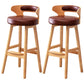 Scandinavian Style Bar-stool with Wooden Legs Round Seat Counter Stool for Kitchen Bar Brown 2 Piece Set Bar Stool(30"H) Clearhalo 'Bar Furniture' 'Bar Stools' 'bar_stools' 'furn' 'furn_bar_stools' 'furniture_bar_stools' 'Kitchen & Dining Furniture' 'kitchen&dining_furn' 'kitchen' 'kitchen_furn' Furniture' 4598597