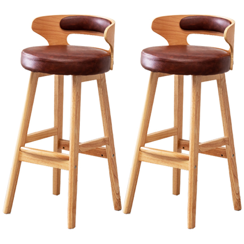 Scandinavian Style Bar-stool with Wooden Legs Round Seat Counter Stool for Kitchen Bar Brown 2 Piece Set Bar Stool(30"H) Clearhalo 'Bar Furniture' 'Bar Stools' 'bar_stools' 'furn' 'furn_bar_stools' 'furniture_bar_stools' 'Kitchen & Dining Furniture' 'kitchen&dining_furn' 'kitchen' 'kitchen_furn' Furniture' 4598597