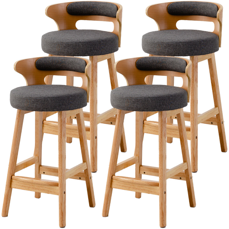 Scandinavian Style Bar-stool with Wooden Legs Round Seat Counter Stool for Kitchen Bar Grey 4 Piece Set Counter Stool(26"H) Clearhalo 'Bar Furniture' 'Bar Stools' 'bar_stools' 'furn' 'furn_bar_stools' 'furniture_bar_stools' 'Kitchen & Dining Furniture' 'kitchen&dining_furn' 'kitchen' 'kitchen_furn' Furniture' 4598598