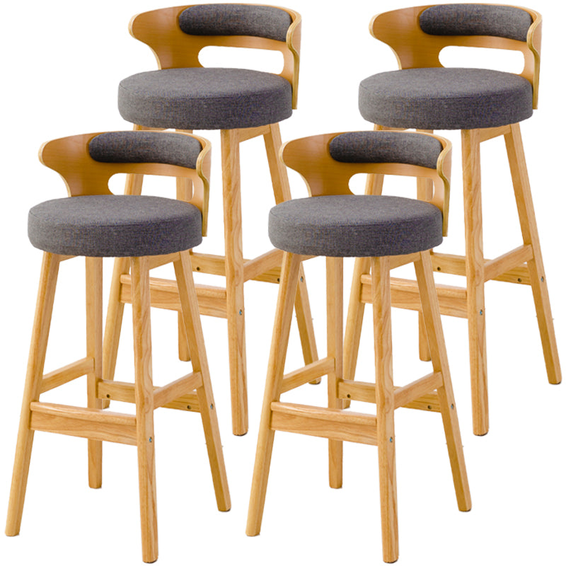 Scandinavian Style Bar-stool with Wooden Legs Round Seat Counter Stool for Kitchen Bar Grey 4 Piece Set Bar Stool(30"H) Clearhalo 'Bar Furniture' 'Bar Stools' 'bar_stools' 'furn' 'furn_bar_stools' 'furniture_bar_stools' 'Kitchen & Dining Furniture' 'kitchen&dining_furn' 'kitchen' 'kitchen_furn' Furniture' 4598601
