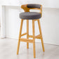 Scandinavian Style Bar-stool with Wooden Legs Round Seat Counter Stool for Kitchen Bar Grey 1 Piece Bar Stool(30"H) Clearhalo 'Bar Furniture' 'Bar Stools' 'bar_stools' 'furn' 'furn_bar_stools' 'furniture_bar_stools' 'Kitchen & Dining Furniture' 'kitchen&dining_furn' 'kitchen' 'kitchen_furn' Furniture' 4598602