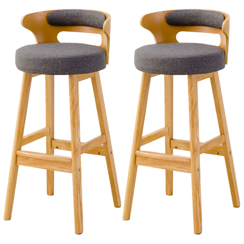 Scandinavian Style Bar-stool with Wooden Legs Round Seat Counter Stool for Kitchen Bar Grey 2 Piece Set Bar Stool(30"H) Clearhalo 'Bar Furniture' 'Bar Stools' 'bar_stools' 'furn' 'furn_bar_stools' 'furniture_bar_stools' 'Kitchen & Dining Furniture' 'kitchen&dining_furn' 'kitchen' 'kitchen_furn' Furniture' 4598603