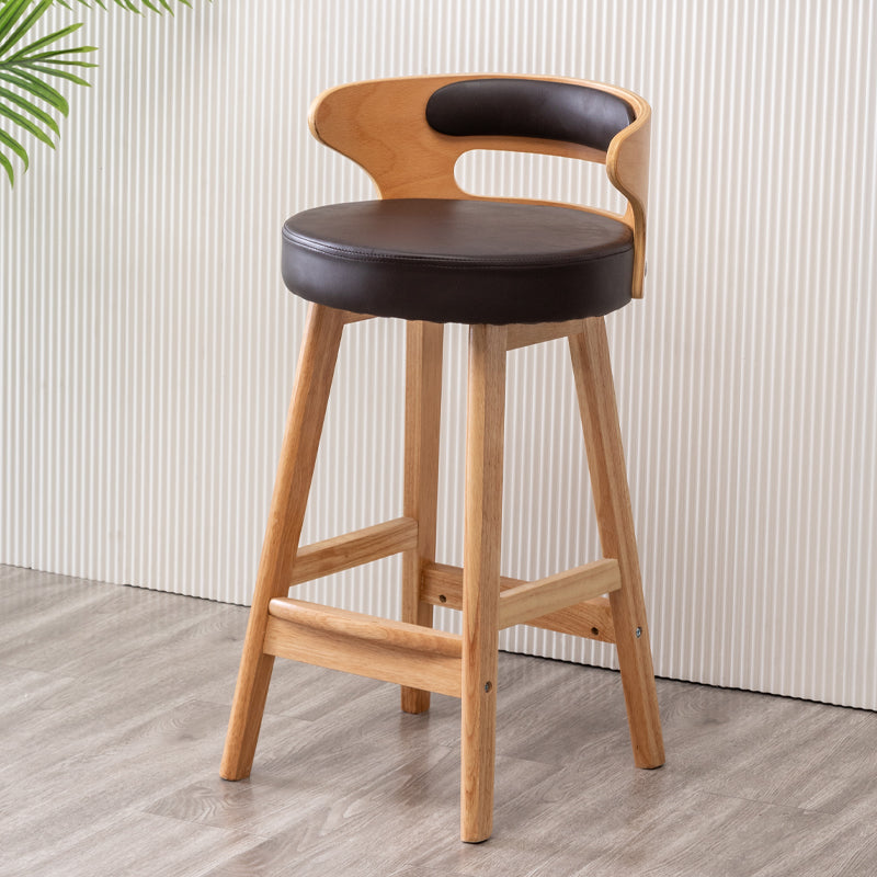 Scandinavian Style Bar-stool with Wooden Legs Round Seat Counter Stool for Kitchen Bar Coffee 1 Piece Counter Stool(26"H) Clearhalo 'Bar Furniture' 'Bar Stools' 'bar_stools' 'furn' 'furn_bar_stools' 'furniture_bar_stools' 'Kitchen & Dining Furniture' 'kitchen&dining_furn' 'kitchen' 'kitchen_furn' Furniture' 4598605