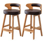 Scandinavian Style Bar-stool with Wooden Legs Round Seat Counter Stool for Kitchen Bar Coffee 2 Piece Set Counter Stool(26"H) Clearhalo 'Bar Furniture' 'Bar Stools' 'bar_stools' 'furn' 'furn_bar_stools' 'furniture_bar_stools' 'Kitchen & Dining Furniture' 'kitchen&dining_furn' 'kitchen' 'kitchen_furn' Furniture' 4598606