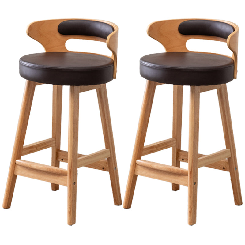 Scandinavian Style Bar-stool with Wooden Legs Round Seat Counter Stool for Kitchen Bar Coffee 2 Piece Set Counter Stool(26"H) Clearhalo 'Bar Furniture' 'Bar Stools' 'bar_stools' 'furn' 'furn_bar_stools' 'furniture_bar_stools' 'Kitchen & Dining Furniture' 'kitchen&dining_furn' 'kitchen' 'kitchen_furn' Furniture' 4598606