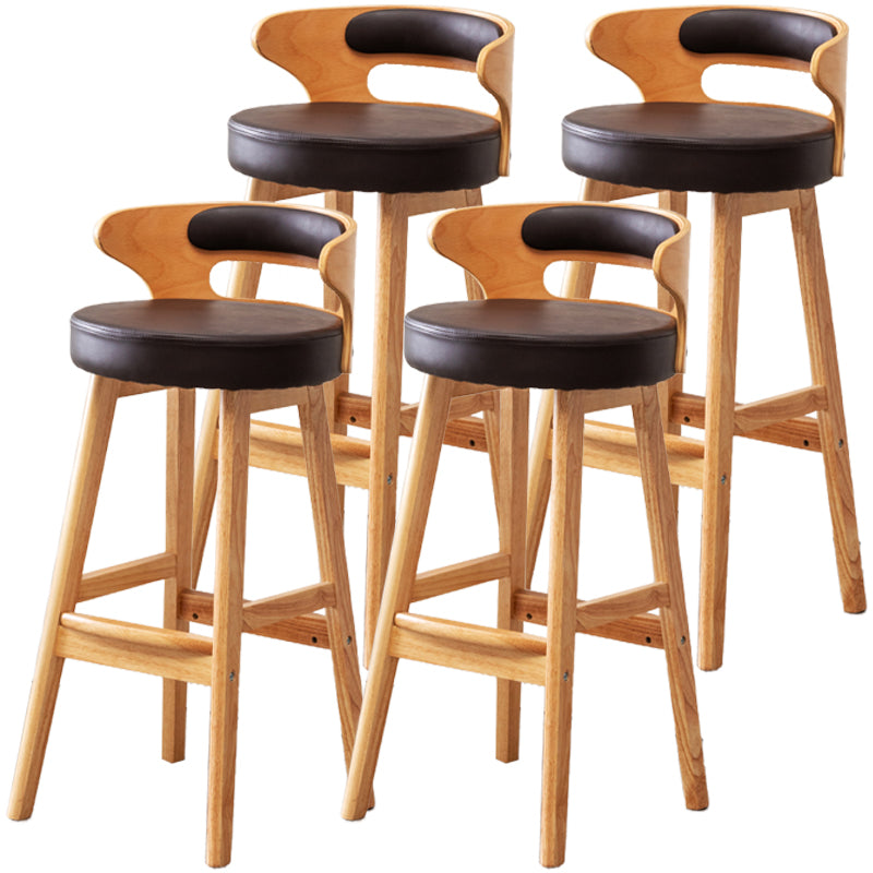 Scandinavian Style Bar-stool with Wooden Legs Round Seat Counter Stool for Kitchen Bar Coffee 4 Piece Set Bar Stool(30"H) Clearhalo 'Bar Furniture' 'Bar Stools' 'bar_stools' 'furn' 'furn_bar_stools' 'furniture_bar_stools' 'Kitchen & Dining Furniture' 'kitchen&dining_furn' 'kitchen' 'kitchen_furn' Furniture' 4598607
