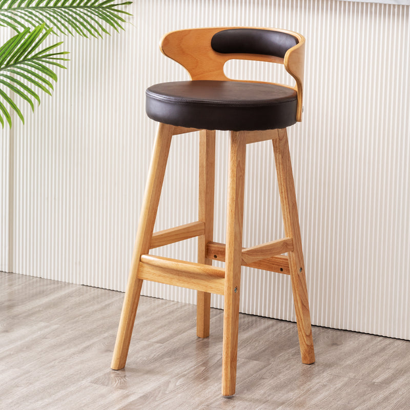 Scandinavian Style Bar-stool with Wooden Legs Round Seat Counter Stool for Kitchen Bar Coffee 1 Piece Bar Stool(30"H) Clearhalo 'Bar Furniture' 'Bar Stools' 'bar_stools' 'furn' 'furn_bar_stools' 'furniture_bar_stools' 'Kitchen & Dining Furniture' 'kitchen&dining_furn' 'kitchen' 'kitchen_furn' Furniture' 4598608