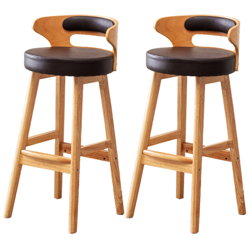 Scandinavian Style Bar-stool with Wooden Legs Round Seat Counter Stool for Kitchen Bar Coffee 2 Piece Set Bar Stool(30"H) Clearhalo 'Bar Furniture' 'Bar Stools' 'bar_stools' 'furn' 'furn_bar_stools' 'furniture_bar_stools' 'Kitchen & Dining Furniture' 'kitchen&dining_furn' 'kitchen' 'kitchen_furn' Furniture' 4598609
