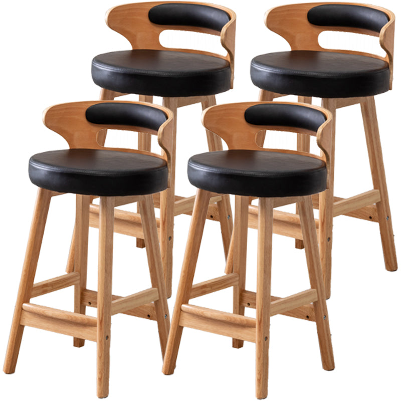 Scandinavian Style Bar-stool with Wooden Legs Round Seat Counter Stool for Kitchen Bar Black 4 Piece Set Counter Stool(26"H) Clearhalo 'Bar Furniture' 'Bar Stools' 'bar_stools' 'furn' 'furn_bar_stools' 'furniture_bar_stools' 'Kitchen & Dining Furniture' 'kitchen&dining_furn' 'kitchen' 'kitchen_furn' Furniture' 4598610