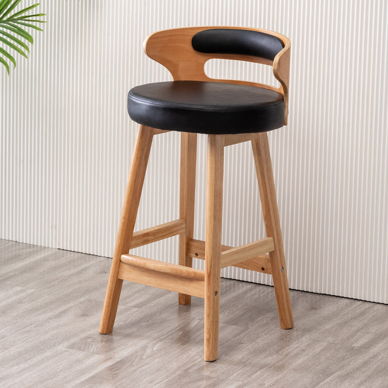 Scandinavian Style Bar-stool with Wooden Legs Round Seat Counter Stool for Kitchen Bar Black 1 Piece Counter Stool(26"H) Clearhalo 'Bar Furniture' 'Bar Stools' 'bar_stools' 'furn' 'furn_bar_stools' 'furniture_bar_stools' 'Kitchen & Dining Furniture' 'kitchen&dining_furn' 'kitchen' 'kitchen_furn' Furniture' 4598611