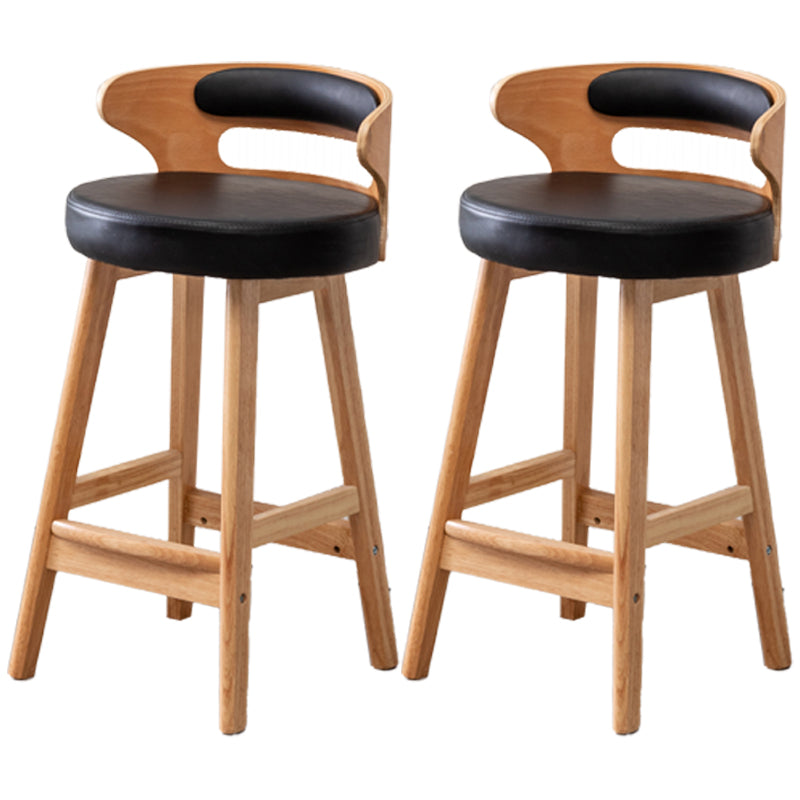Scandinavian Style Bar-stool with Wooden Legs Round Seat Counter Stool for Kitchen Bar Black 2 Piece Set Counter Stool(26"H) Clearhalo 'Bar Furniture' 'Bar Stools' 'bar_stools' 'furn' 'furn_bar_stools' 'furniture_bar_stools' 'Kitchen & Dining Furniture' 'kitchen&dining_furn' 'kitchen' 'kitchen_furn' Furniture' 4598612