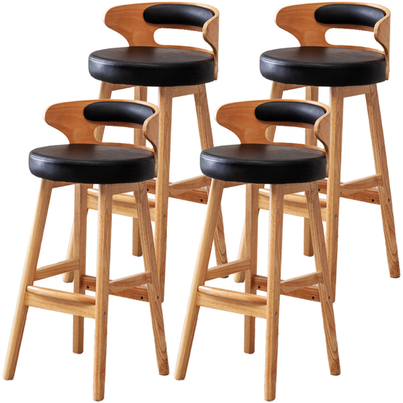 Scandinavian Style Bar-stool with Wooden Legs Round Seat Counter Stool for Kitchen Bar Black 4 Piece Set Bar Stool(30"H) Clearhalo 'Bar Furniture' 'Bar Stools' 'bar_stools' 'furn' 'furn_bar_stools' 'furniture_bar_stools' 'Kitchen & Dining Furniture' 'kitchen&dining_furn' 'kitchen' 'kitchen_furn' Furniture' 4598613