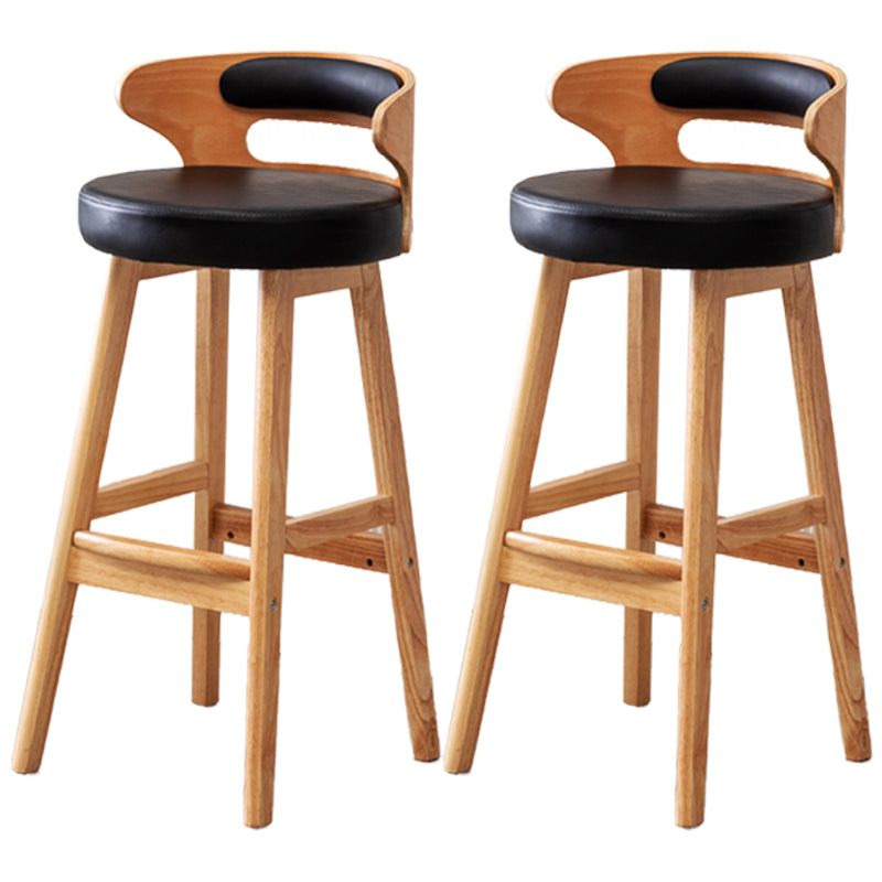 Scandinavian Style Bar-stool with Wooden Legs Round Seat Counter Stool for Kitchen Bar Black 2 Piece Set Bar Stool(30"H) Clearhalo 'Bar Furniture' 'Bar Stools' 'bar_stools' 'furn' 'furn_bar_stools' 'furniture_bar_stools' 'Kitchen & Dining Furniture' 'kitchen&dining_furn' 'kitchen' 'kitchen_furn' Furniture' 4598615