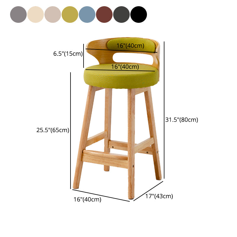 Scandinavian Style Bar-stool with Wooden Legs Round Seat Counter Stool for Kitchen Bar Clearhalo 'Bar Furniture' 'Bar Stools' 'bar_stools' 'furn' 'furn_bar_stools' 'furniture_bar_stools' 'Kitchen & Dining Furniture' 'kitchen&dining_furn' 'kitchen' 'kitchen_furn' Furniture' 4598616