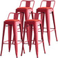 Industrial Backrest Bar Stool Metal and Leather Bar Stool with Iron Legs Leather Red 4 Piece Set Clearhalo 'Bar Furniture' 'Bar Stools' 'bar_stools' 'furn' 'furn_bar_stools' 'furniture_bar_stools' 'Kitchen & Dining Furniture' 'kitchen&dining_furn' 'kitchen' 'kitchen_furn' Furniture' 4598619