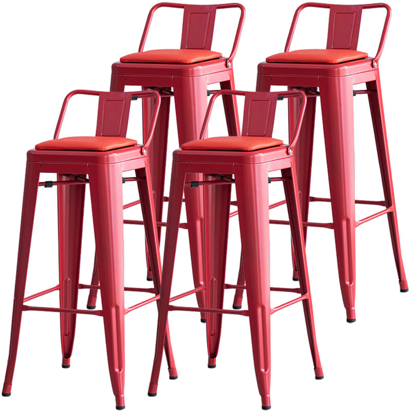 Industrial Backrest Bar Stool Metal and Leather Bar Stool with Iron Legs Leather Red 4 Piece Set Clearhalo 'Bar Furniture' 'Bar Stools' 'bar_stools' 'furn' 'furn_bar_stools' 'furniture_bar_stools' 'Kitchen & Dining Furniture' 'kitchen&dining_furn' 'kitchen' 'kitchen_furn' Furniture' 4598619