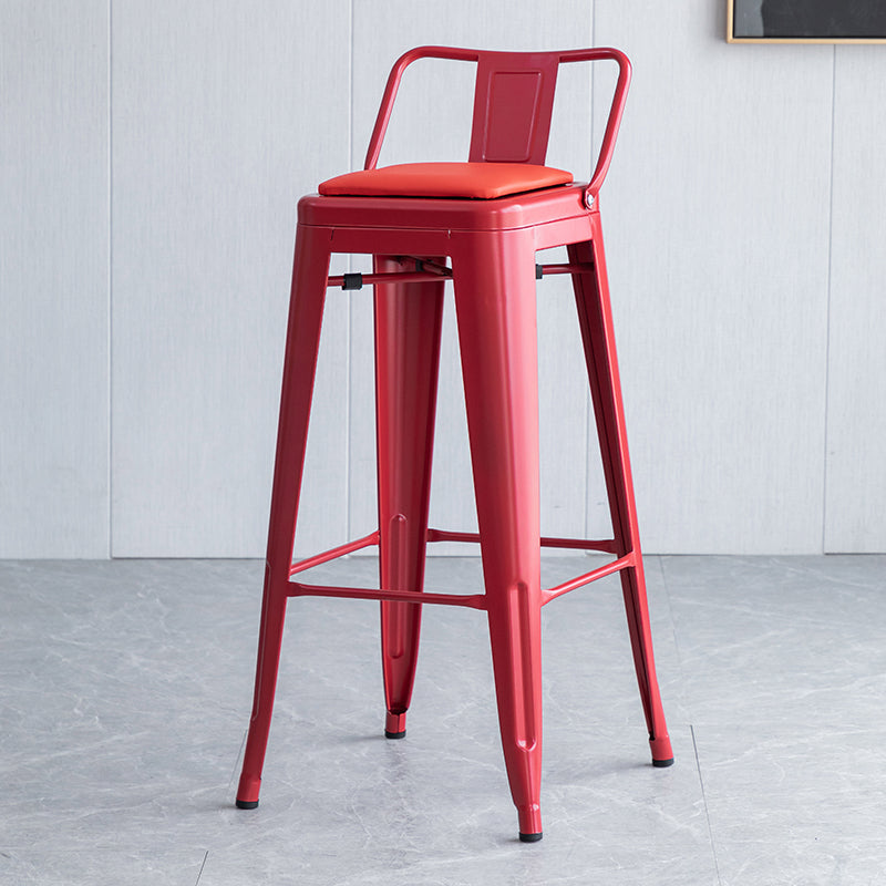 Industrial Backrest Bar Stool Metal and Leather Bar Stool with Iron Legs Leather Red 1 Piece Clearhalo 'Bar Furniture' 'Bar Stools' 'bar_stools' 'furn' 'furn_bar_stools' 'furniture_bar_stools' 'Kitchen & Dining Furniture' 'kitchen&dining_furn' 'kitchen' 'kitchen_furn' Furniture' 4598620