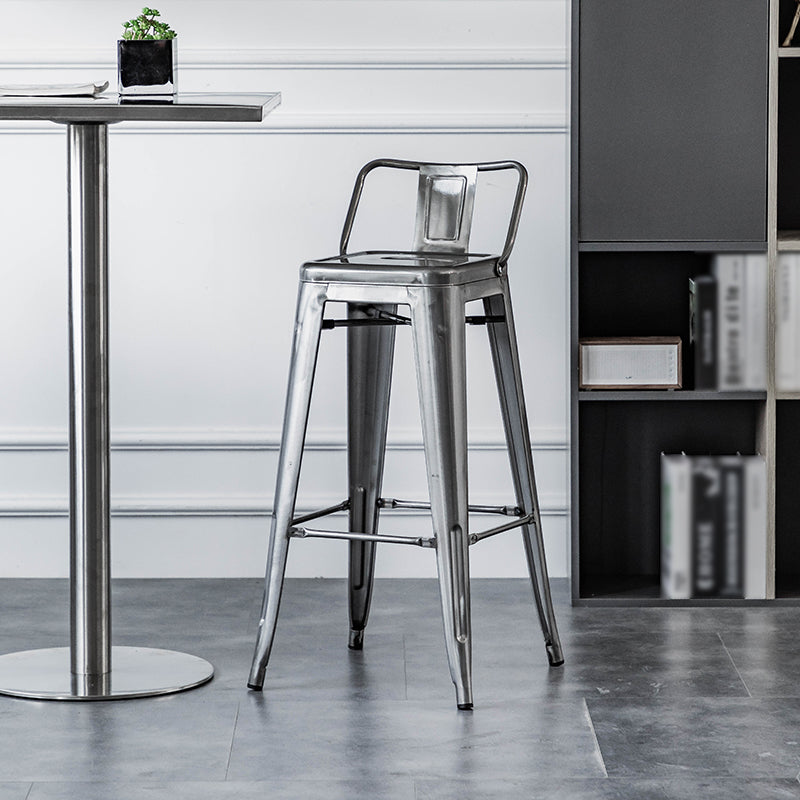 Industrial Backrest Bar Stool Metal and Leather Bar Stool with Iron Legs Clearhalo 'Bar Furniture' 'Bar Stools' 'bar_stools' 'furn' 'furn_bar_stools' 'furniture_bar_stools' 'Kitchen & Dining Furniture' 'kitchen&dining_furn' 'kitchen' 'kitchen_furn' Furniture' 4598622