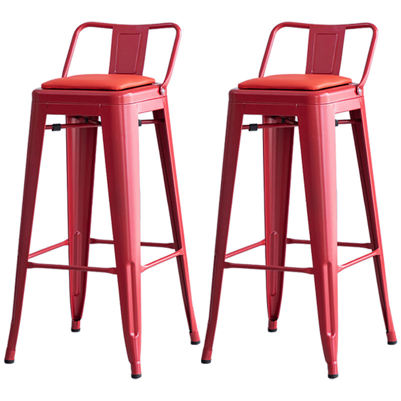 Industrial Backrest Bar Stool Metal and Leather Bar Stool with Iron Legs Leather Red 2 Piece Set Clearhalo 'Bar Furniture' 'Bar Stools' 'bar_stools' 'furn' 'furn_bar_stools' 'furniture_bar_stools' 'Kitchen & Dining Furniture' 'kitchen&dining_furn' 'kitchen' 'kitchen_furn' Furniture' 4598623